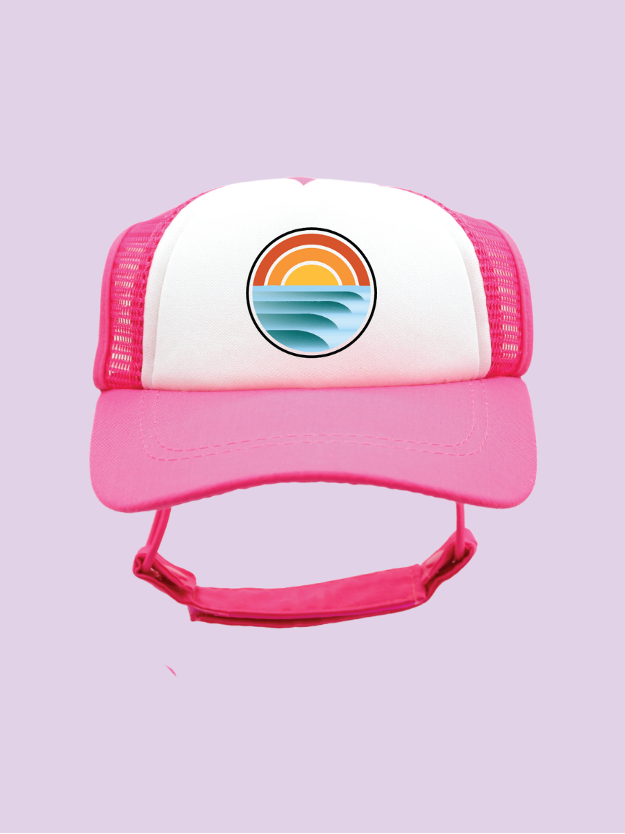 Orange Sunset Surfin' | Trucker Hats for Dogs | Duke and Daisee NZ