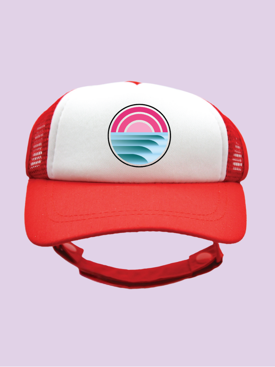 Pink Sunset Surfin' | Trucker Hats for Dogs | Duke & Daisee NZ