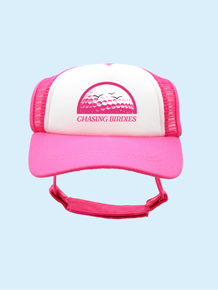 Pink Chasing Birdies | PupLid Trucker Hats for Dogs | Duke & Daisee NZ