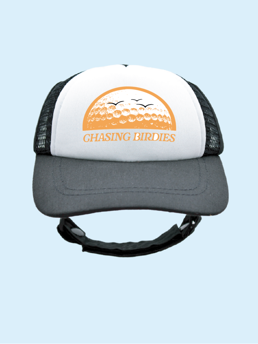 Orange Chasing Birdies | PupLid Trucker Hats for Dogs | Duke & Daisee NZ