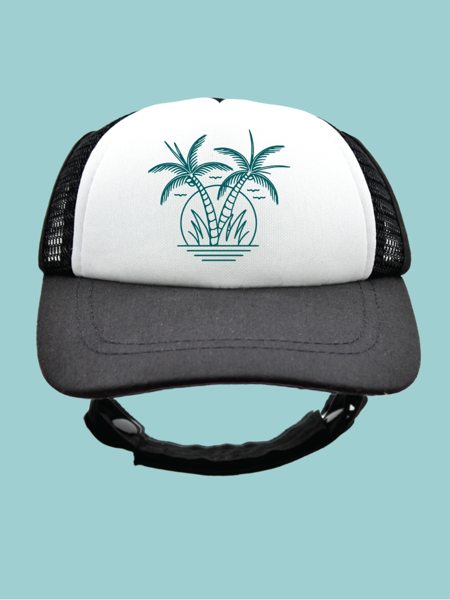 Teal Twin Palms | Trucker Hat for Dogs | Duke & Daisee NZ