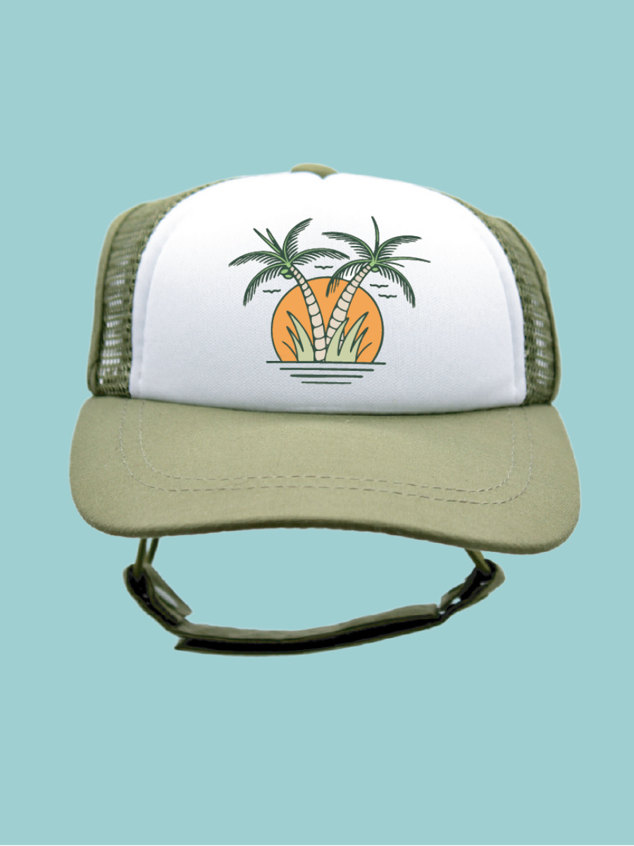 Orange Sunset Twin Palms | Trucker Hat for Dogs | Duke & Daisee NZ