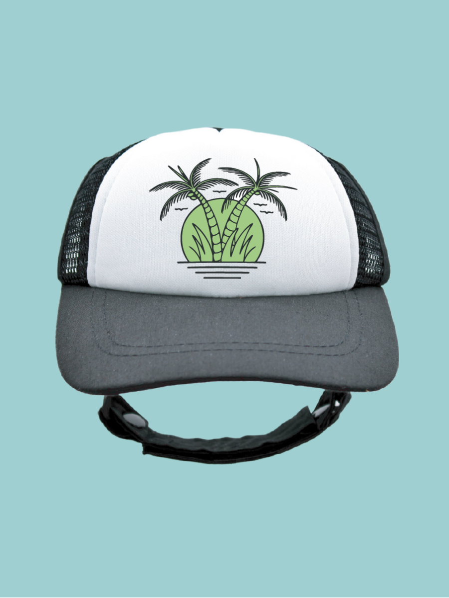 Green Sunset Twin Palms | Trucker Hat for Dogs | Duke & Daisee NZ