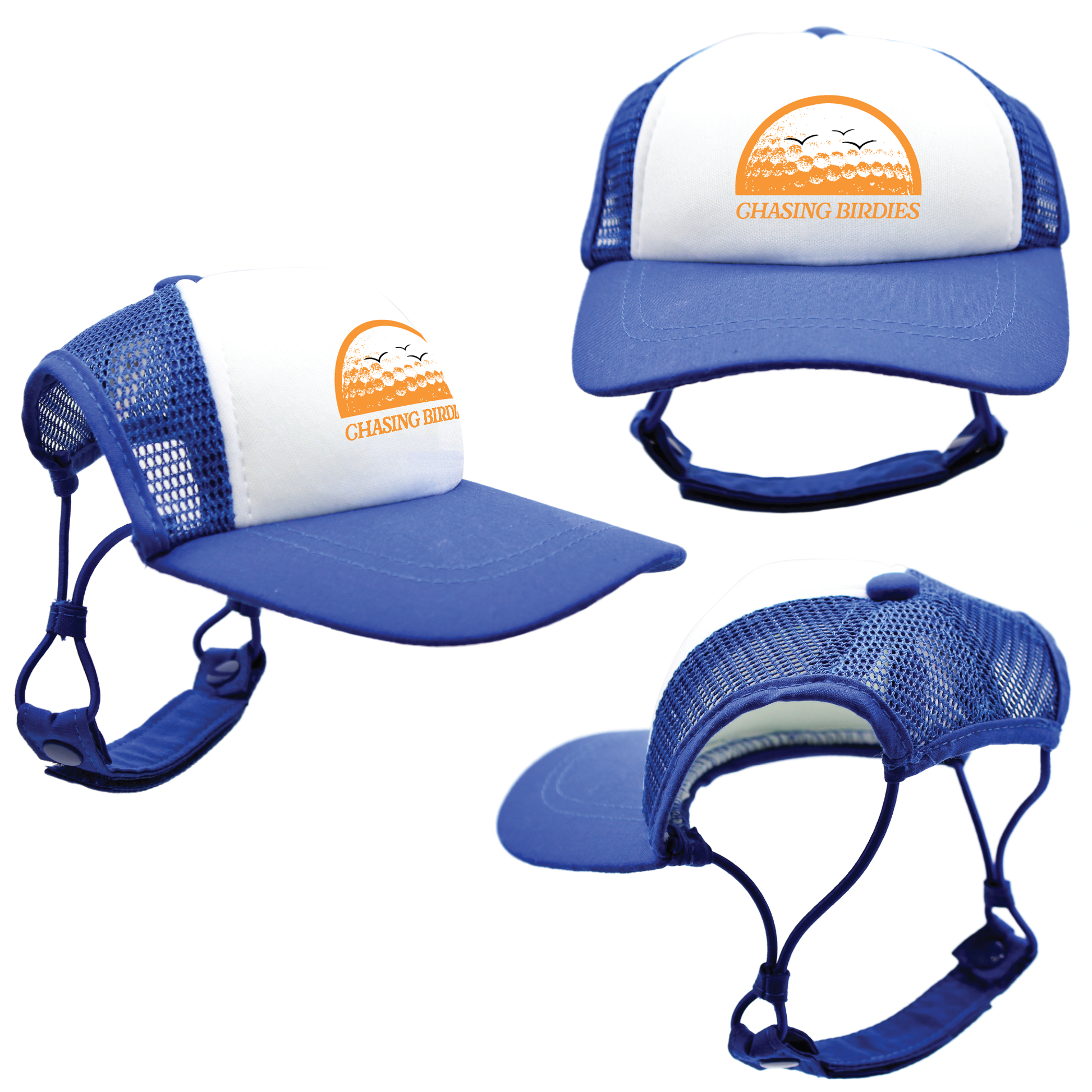 Orange Chasing Birdies | PupLid Trucker Hats for Dogs | Duke & Daisee NZ