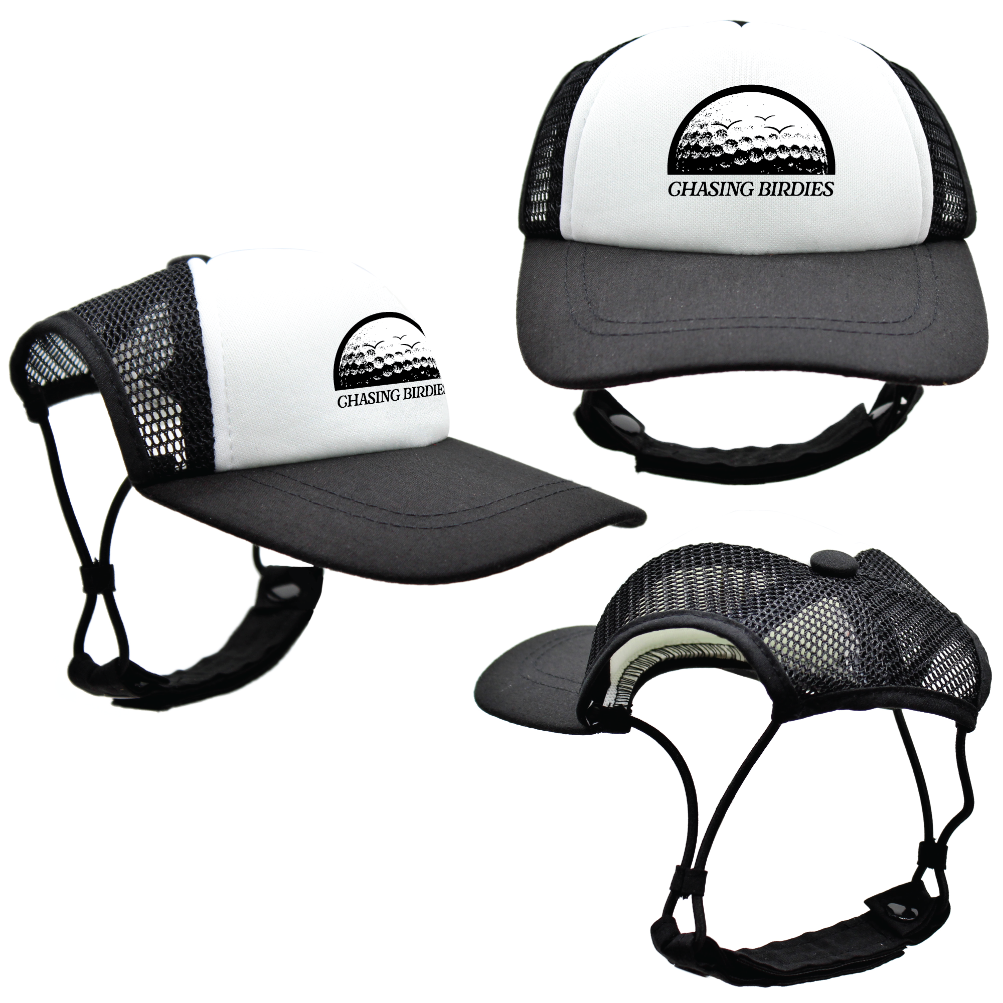 Black Chasing Birdies | PupLid Trucker Hats for Dogs | Duke & Daisee NZ