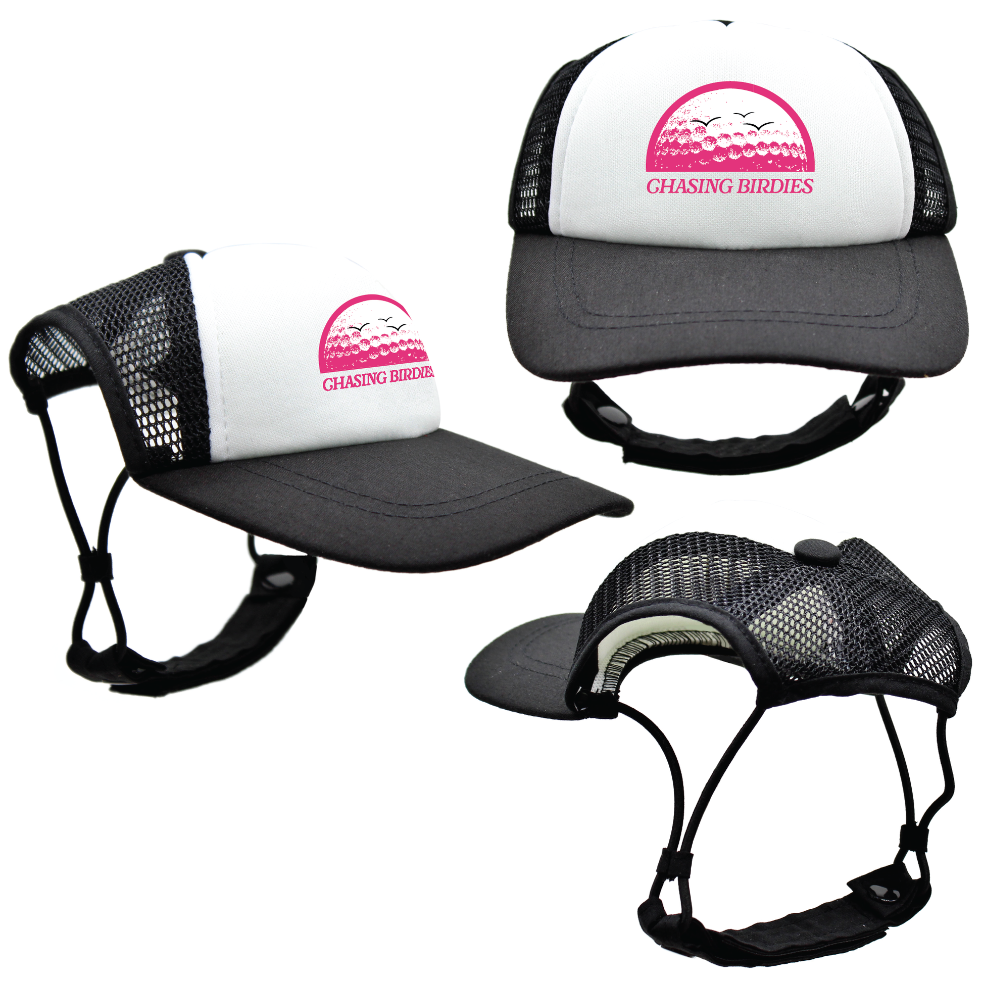 Pink Chasing Birdies | PupLid Trucker Hats for Dogs | Duke & Daisee NZ