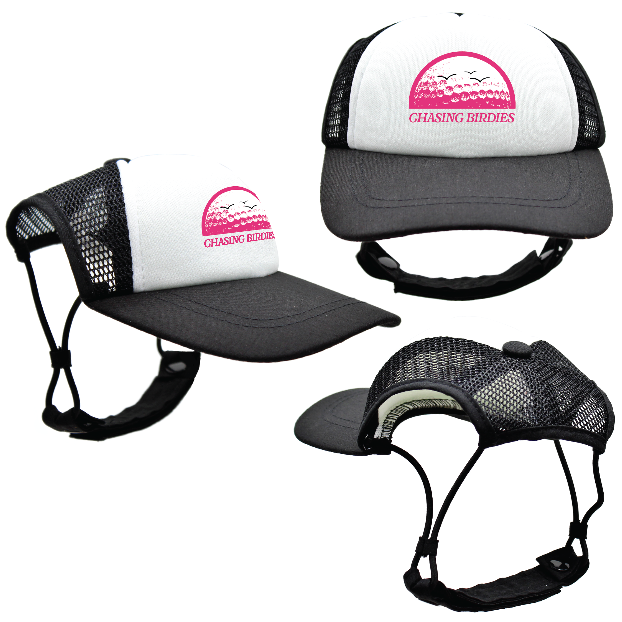 Pink Chasing Birdies | PupLid Trucker Hats for Dogs | Duke & Daisee NZ