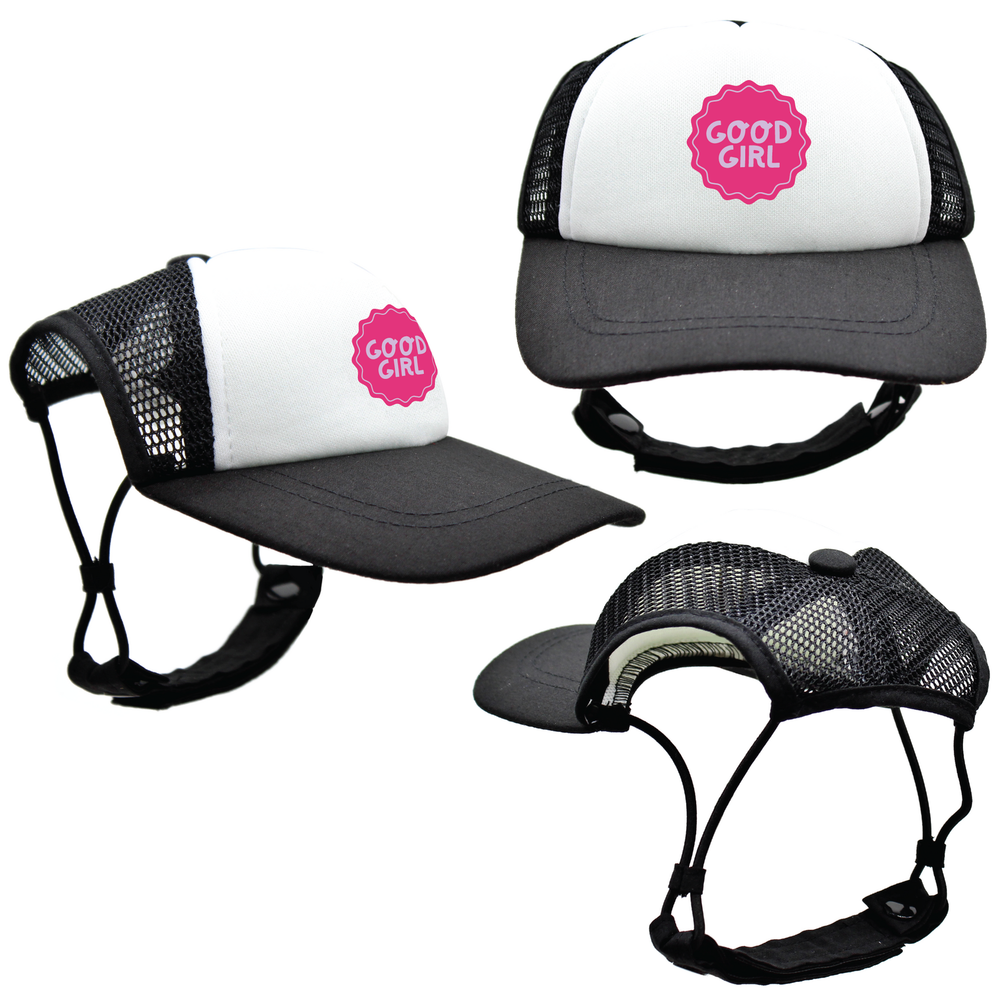 Pink Good Dog Badges | Trucker Hats for Dogs | Duke & Daisee NZ