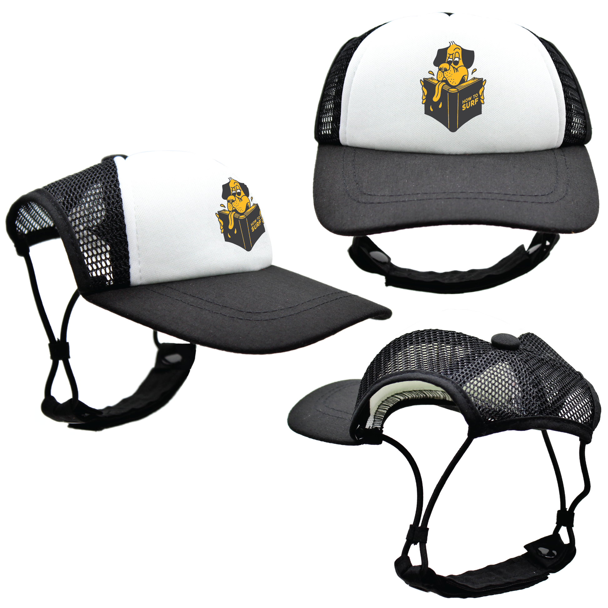Black How to Surf | Trucker Hats for Dogs | Duke & Daisee NZ