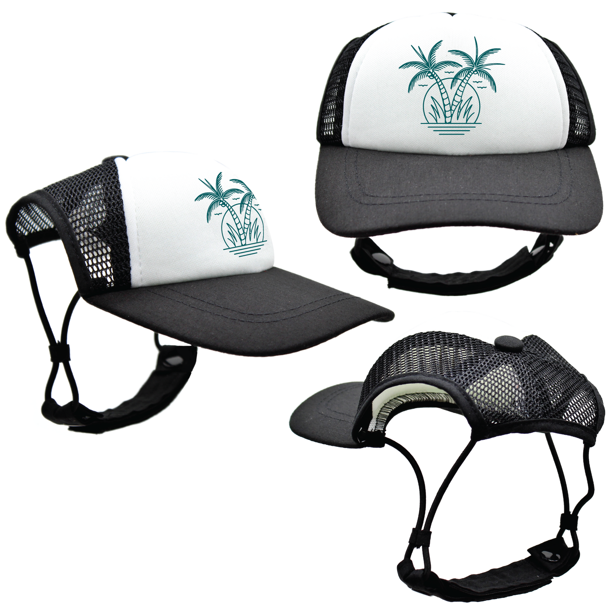 Teal Twin Palms | Trucker Hat for Dogs | Duke & Daisee NZ