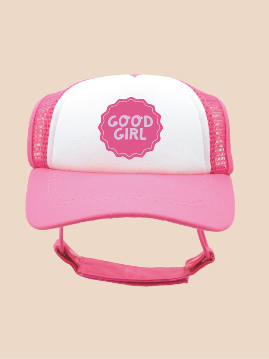 Pink Good Dog Badges | Trucker Hats for Dogs | Duke & Daisee NZ