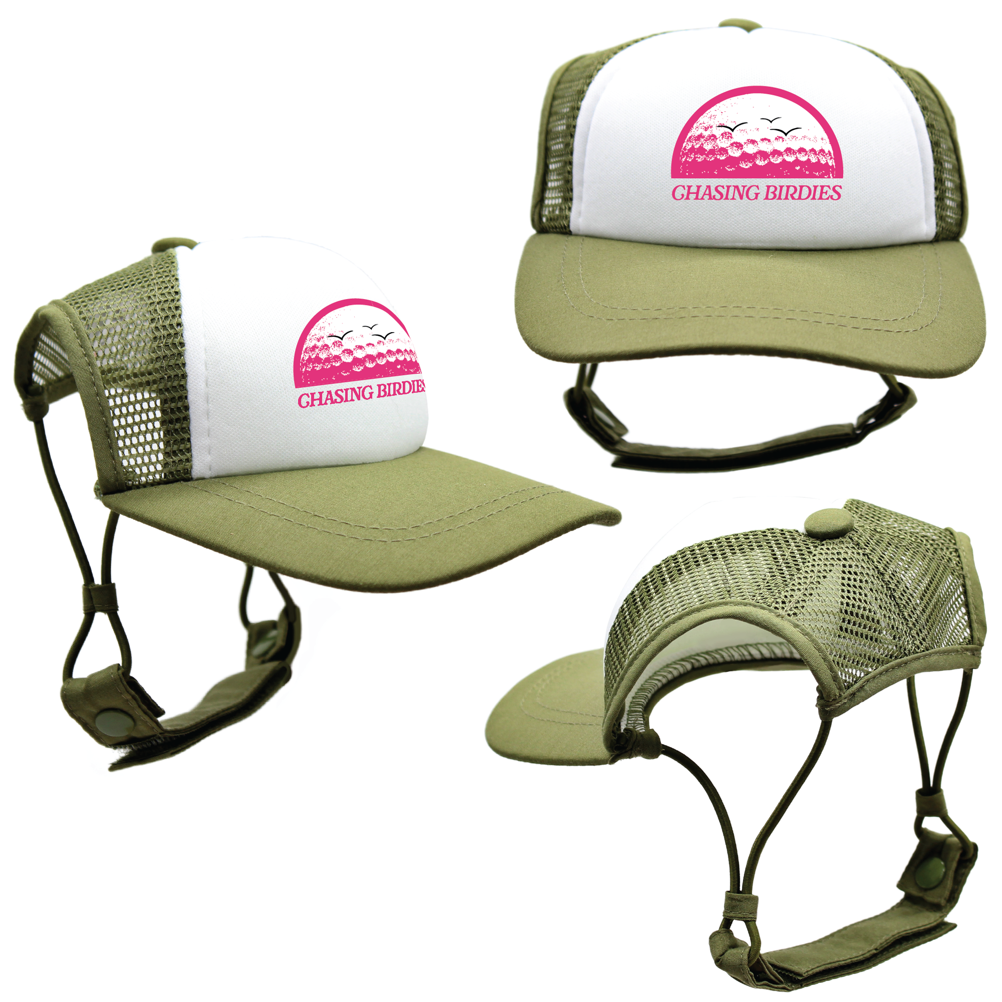 Pink Chasing Birdies | PupLid Trucker Hats for Dogs | Duke & Daisee NZ