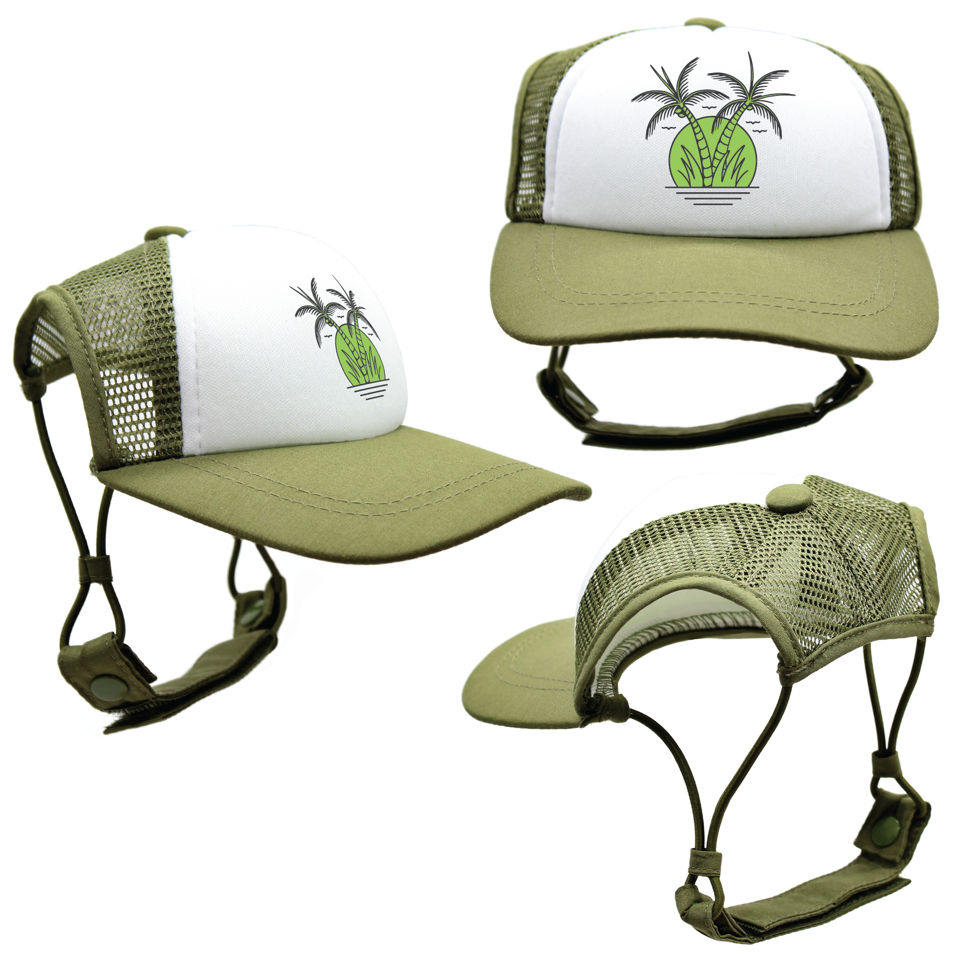 Green Sunset Twin Palms | Trucker Hat for Dogs | Duke & Daisee NZ