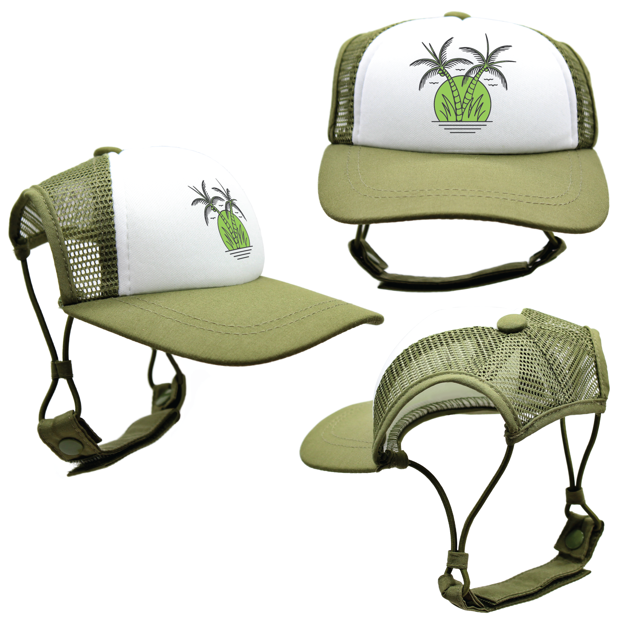 Green Sunset Twin Palms | Trucker Hat for Dogs | Duke & Daisee NZ