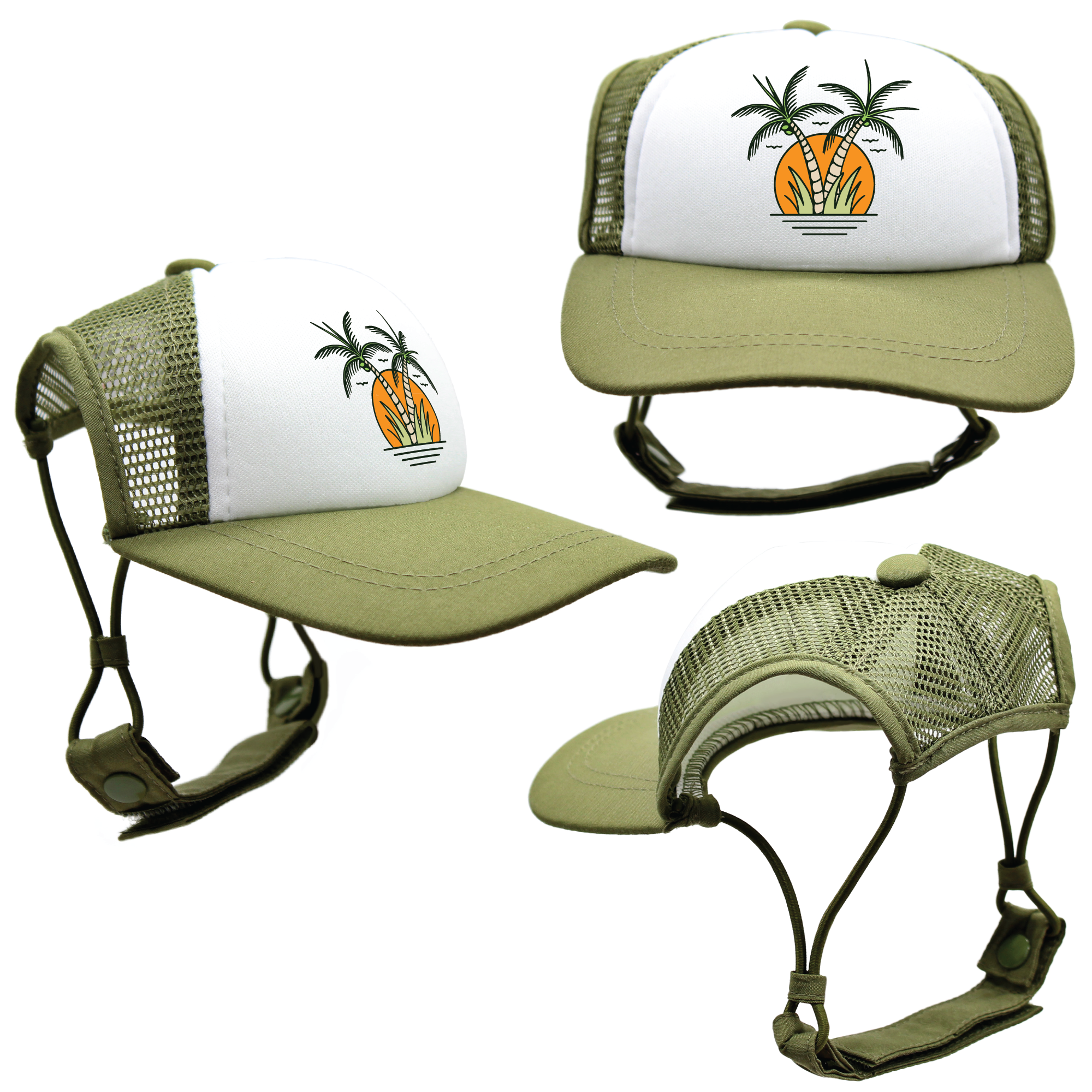 Orange Sunset Twin Palms | Trucker Hat for Dogs | Duke & Daisee NZ