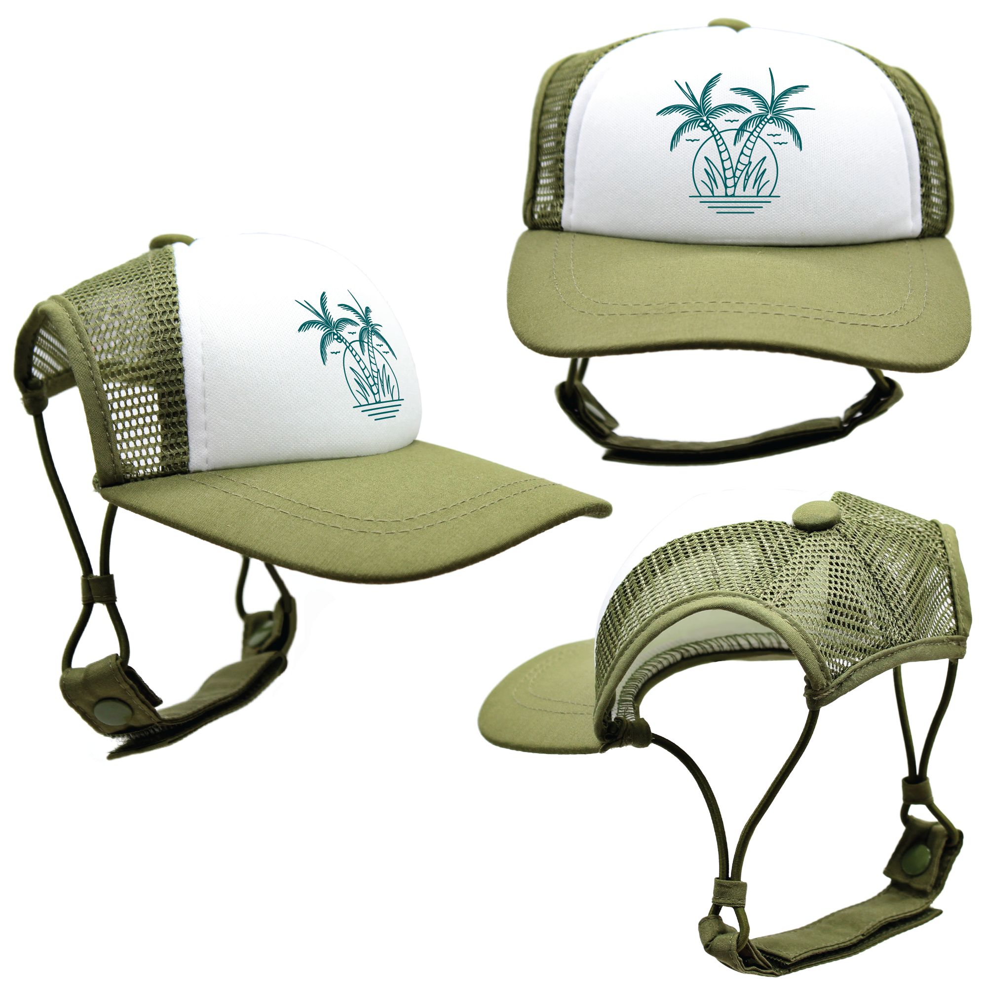 Teal Twin Palms | Trucker Hat for Dogs | Duke & Daisee NZ