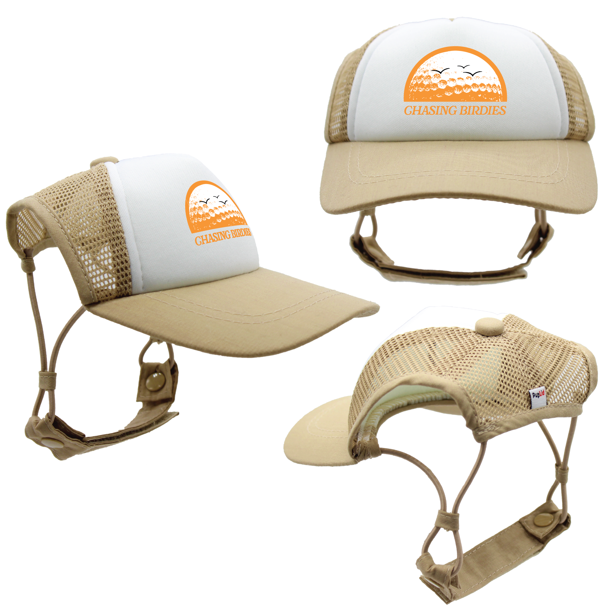 Orange Chasing Birdies | PupLid Trucker Hats for Dogs | Duke & Daisee NZ