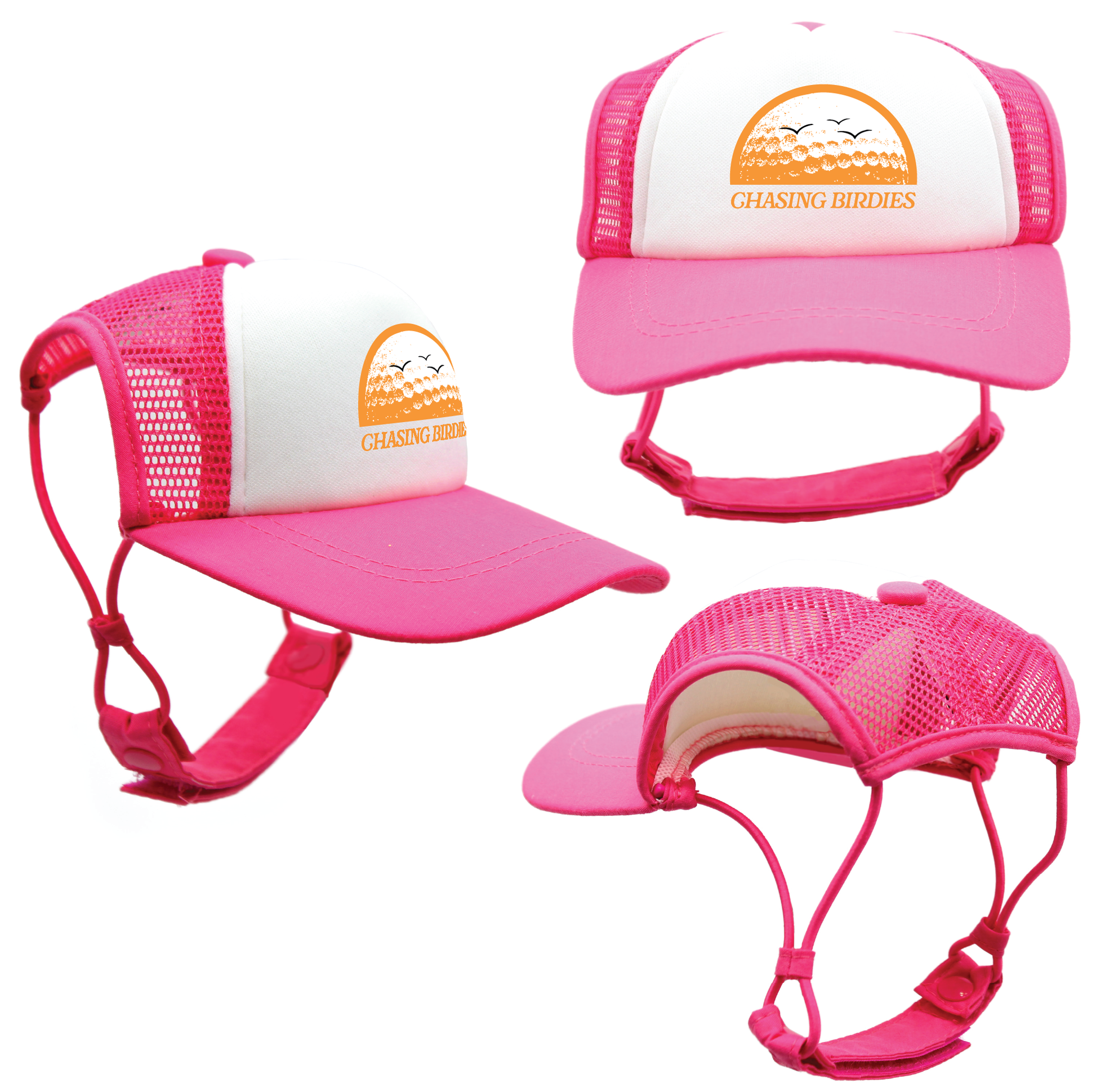 Orange Chasing Birdies | PupLid Trucker Hats for Dogs | Duke & Daisee NZ