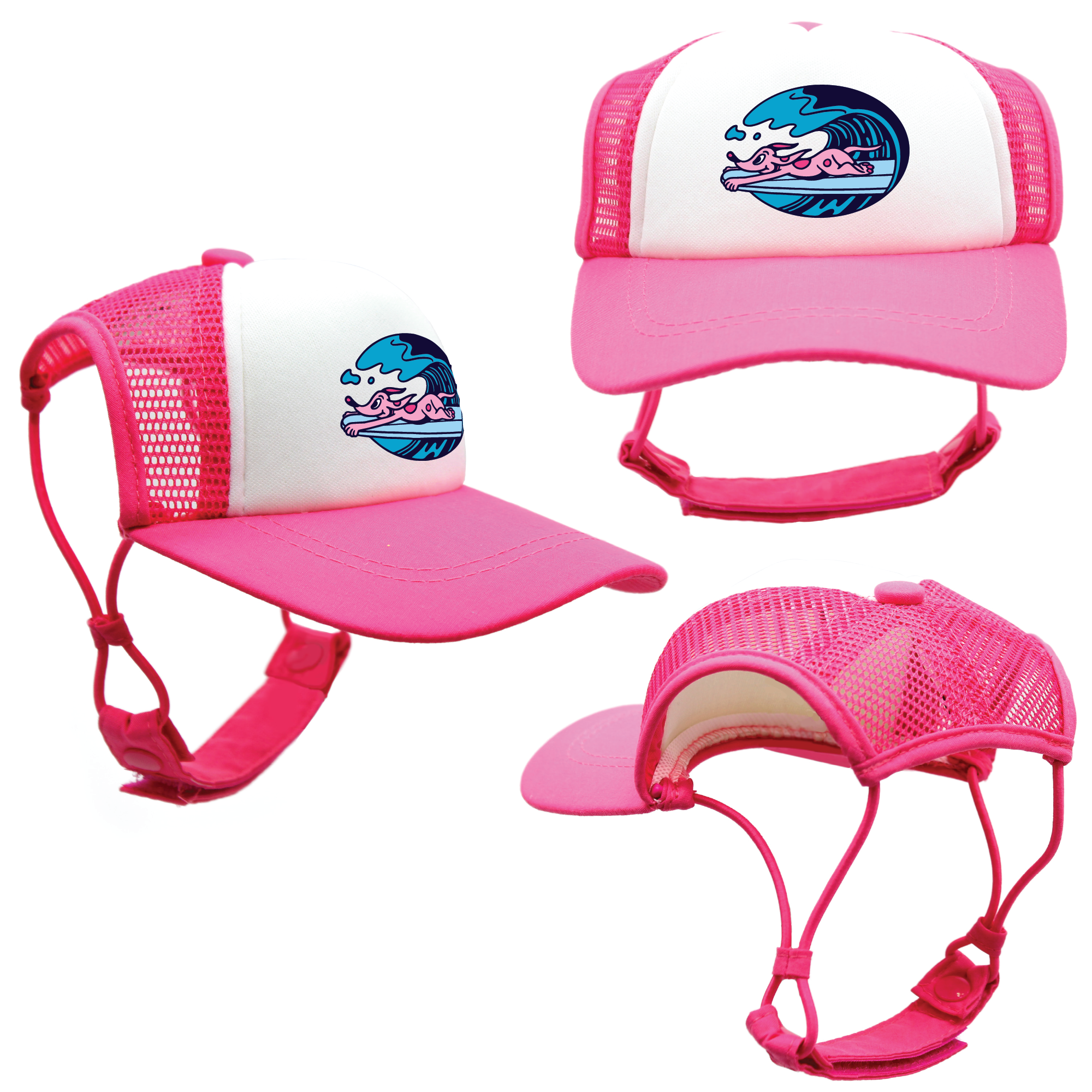 Pink Surf’s Up | Trucker Hats for Dogs | Duke & Daisee NZ