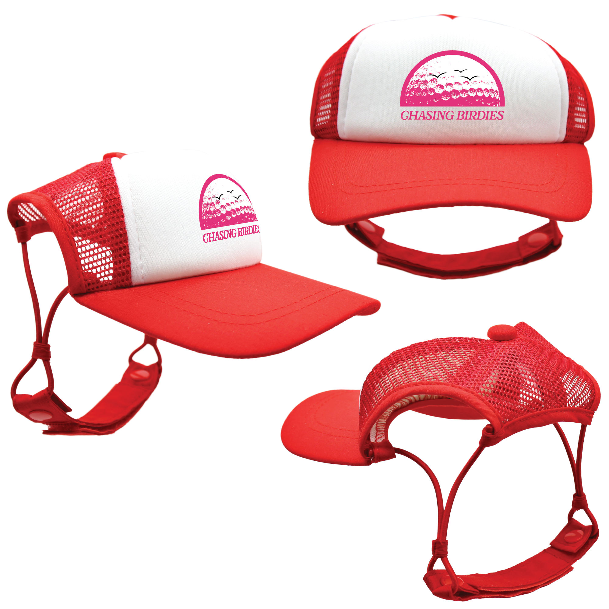 Pink Chasing Birdies | PupLid Trucker Hats for Dogs | Duke & Daisee NZ