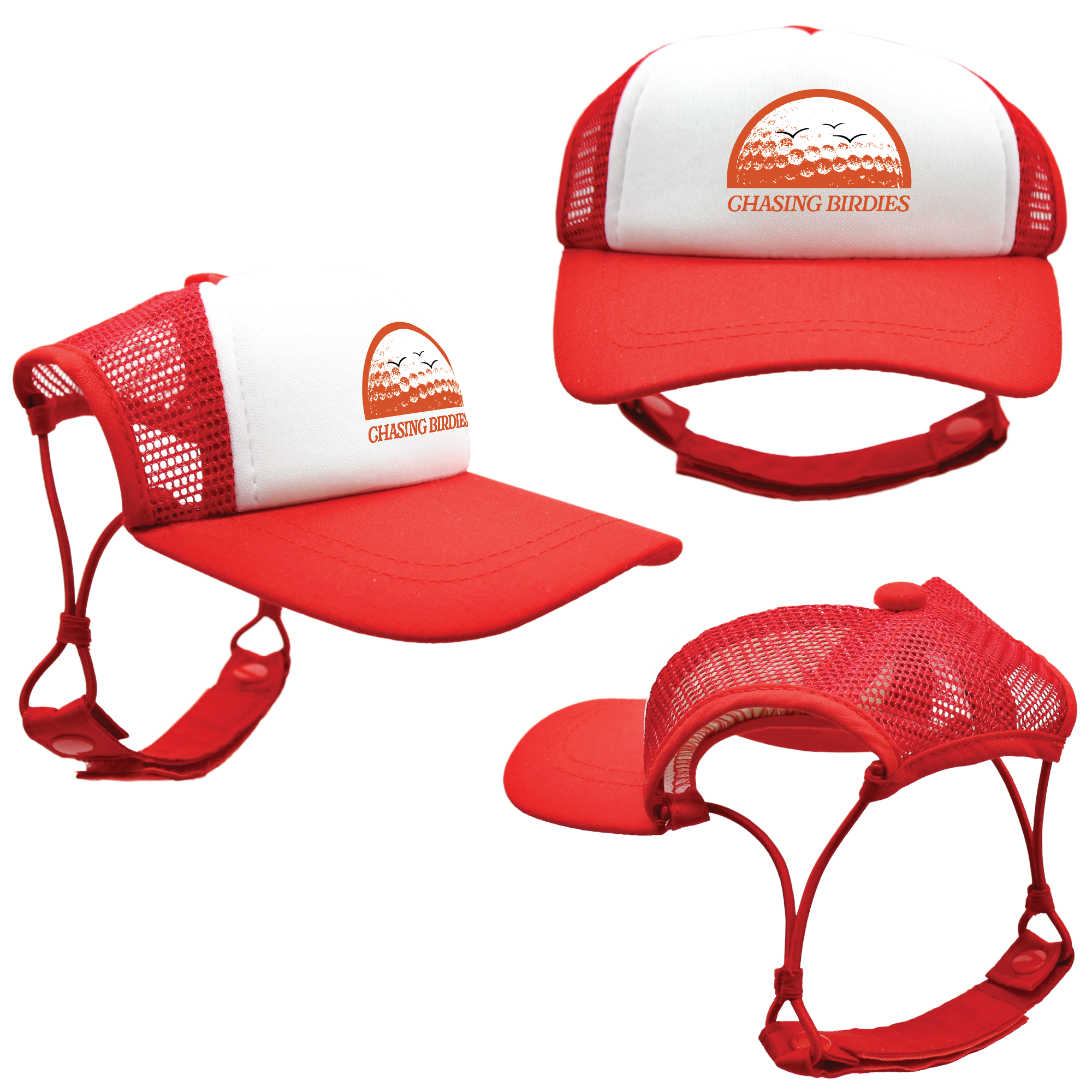 Red Chasing Birdies | PupLid Trucker Hats for Dogs | Duke & Daisee NZ