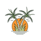 Orange Sunset Twin Palms