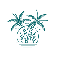 Teal Twin Palms