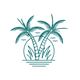 Teal Twin Palms